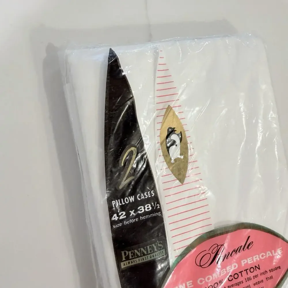 NEW Vintage Penney's Set of 2 Pillow cases 42